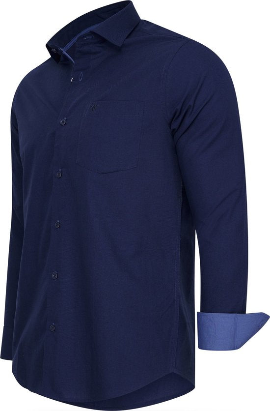 Cappuccino Italia - Chemises pour homme - Chemise unie - Bleu - Taille L