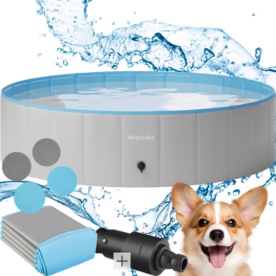 tectake® Dog Pool - Piscine pour chiens - Piscine à balles - Pliable - ⌀120 cm - Très robuste - Facile à remplir et à vider