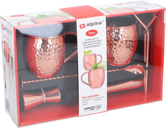 alpina Set à cocktail - 7 pièces - Acier inoxydable - Rose
