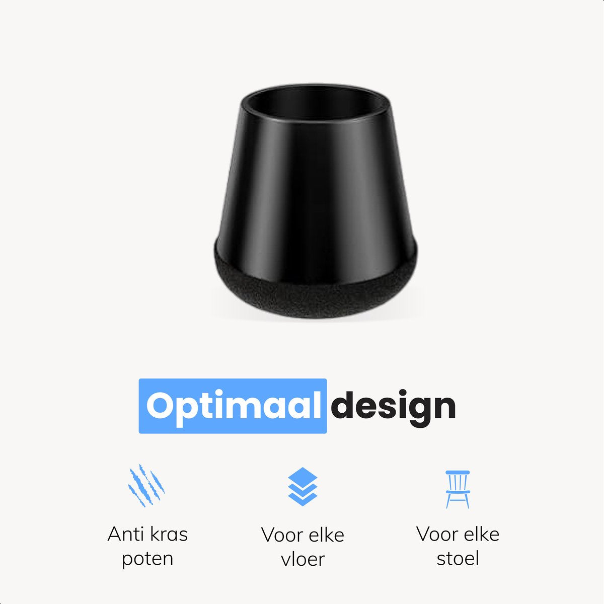 Luft Protège-jambes de chaise avec feutre - 32 pièces - Rond - 12-16 mm - Noir - Protection du sol contre les rayures - Protège-jambes de chaise avec insonorisation