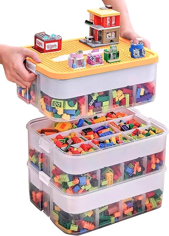 Boîte de rangement pour jouets Ceruzo – 3 niveaux – Transparente – Empilable – Organiseur – Bacs de rangement