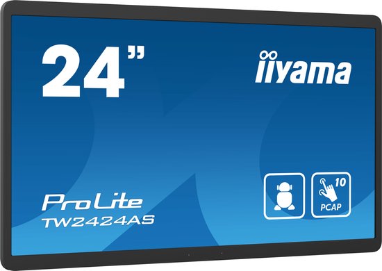 iiyama TW2424AS-B1 Écran d'affichage numérique Écran plat 60,5 cm (23,8") Wi-Fi 250 cd/m² 4K Ultra HD Noir Écran tactile Type de processeur Android 24/7