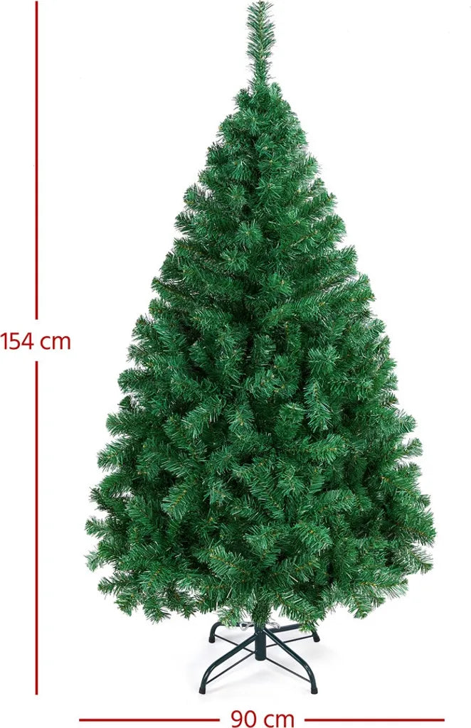 Yaheetech Arbre de Noël Artificiel - 154 cm Vert - 398 Branches - Réaliste - Support pliant - Compact - Vert