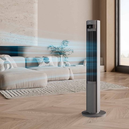 Duux Elevate – Ventilateur colonne silencieux avec ioniseur – 26 vitesses et mode veille - Gris