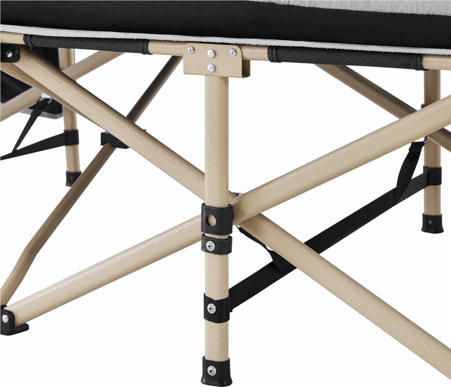 Yaheetech Camping Bed Foldable - Equipé d'un matelas confortable et d'un sac de transport pratique et de compartiments latéraux - Pour le camping et les chambres d'hôtes - Métal noir et tissu 600D Oxford - 191 x 67 x 56 cm