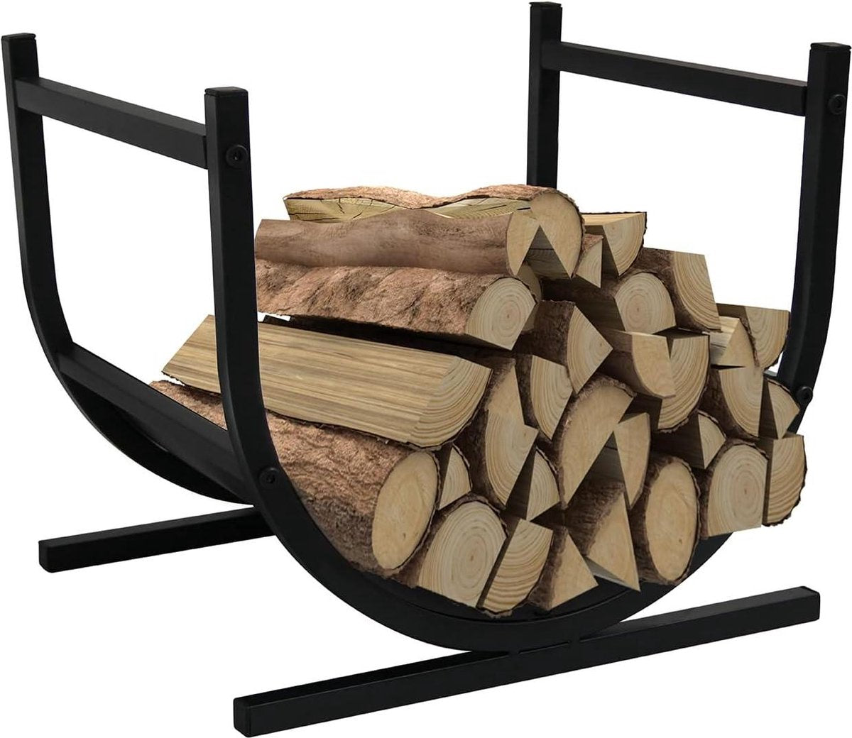 Froadp Support pour bois de chauffage - Pour l'intérieur et l'extérieur - 44 x 37 x 40 cm - Noir