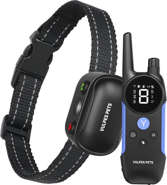 Vulpes Goods® Pets - Collier anti-aboiement Max avec télécommande - Collier d'éducation 3-en-1 sans choc - Anti-aboiement pour petits et grands chiens - manuel & automatique - Rechargeable - Vibration, Audio & Ultrasons