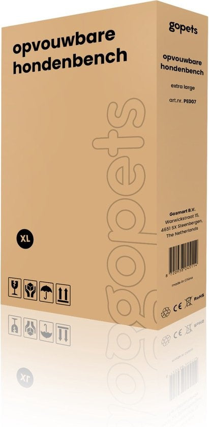 Gopets Dog Bench Foldable XL - Banc - Pour chiens - Coussin pour chien inclus - 2 portes - 107 x 71 x 76 cm