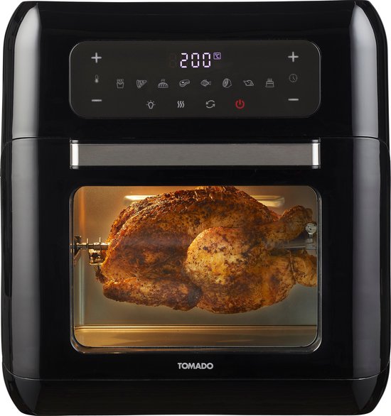 Tomado TAF1201B - Four Airfryer - Friteuse à air chaud - 12 litres - 8 programmes - Sans PFAS - 1500 watts - Noir