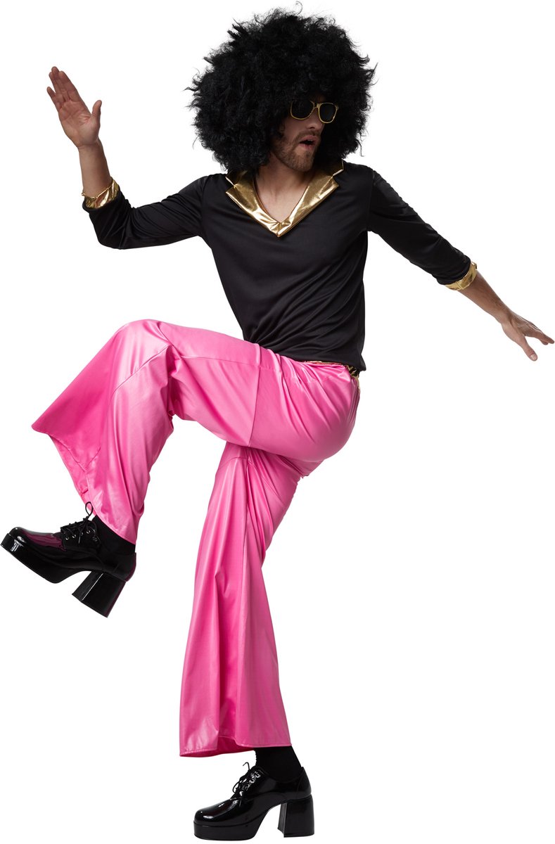 Dressforfun - Costume Homme Funky Disco Dancer - Costume Disco deux pièces noir et rose pour le carnaval et la fête - Taille L