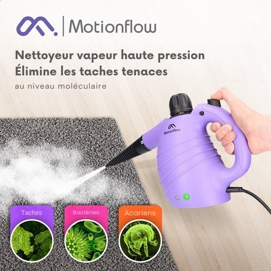 MotionFlow - Nettoyeur vapeur portatif - 12-en-1 - Multifonction - 1150 W - 450 ML - Violet