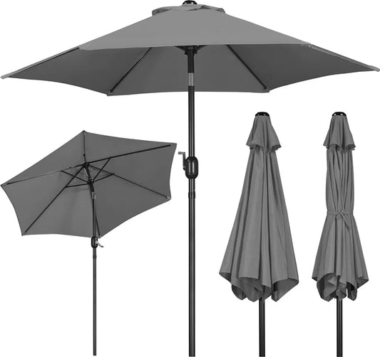 Parasol Yaheetech Ø 230 cm - Gris - Parasol de jardin inclinable avec système de balancier et aération anti-vent