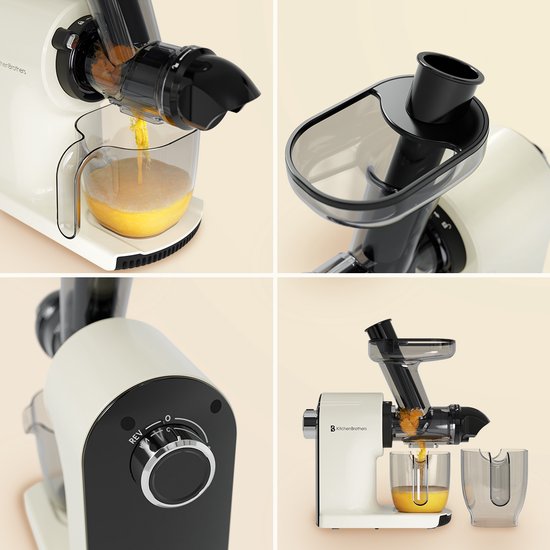 KitchenBrothers Slowjuicer - Compact - Presse-agrumes - Presse-légumes et fruits - 45 mm - 500 ml - Cadeau de fête des mères - Champagne