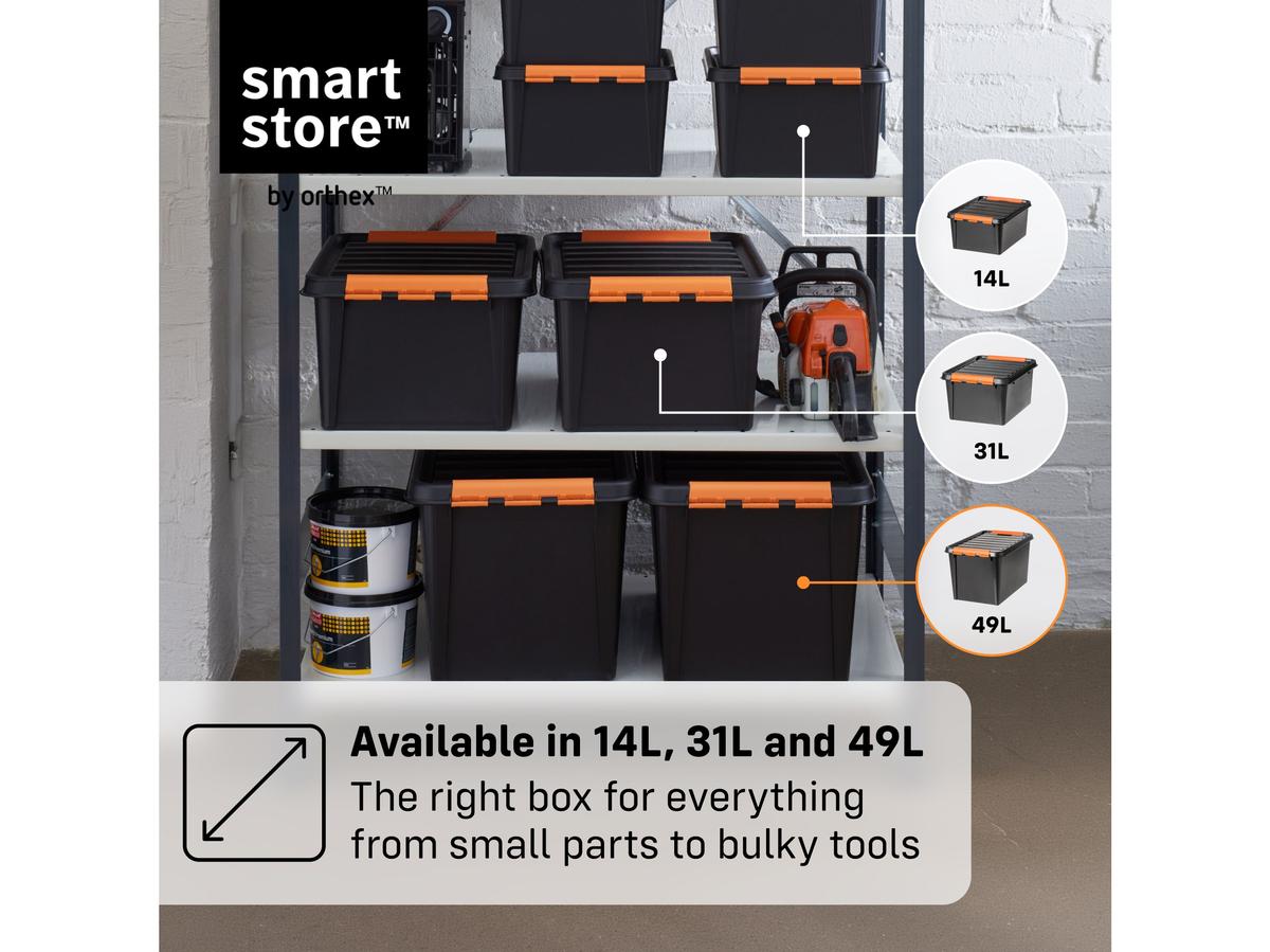Boîte de rangement Orthex SmartStore Pro 15 - Empilable - 14 litres - Noir