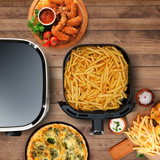 alpina Airfryer 4.5L- Friteuse à air chaud pour 3 à 4 personnes - Friteuse à air avec température réglable de 80°C à 200°C - Minuterie jusqu'à 60 minutes - Friteuse à air chaud 1450W - Noir