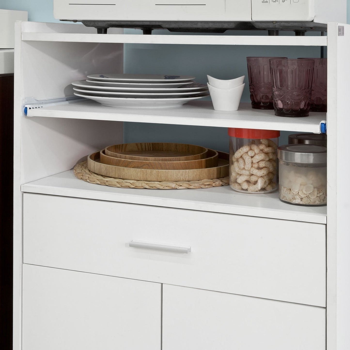 Meuble de cuisine à roulettes, SoBuy FSB09-W, Tiroir 2 portes et étagères, Blanc, 59x92x40 cm