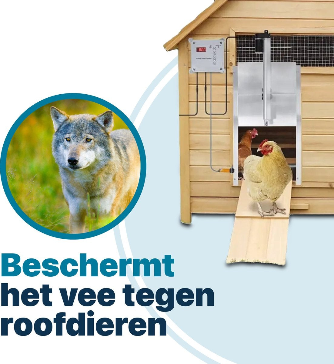 Kit d'ouvre porte automatique poules - Avec capteur infrarouge - Trappe automatique pour poulets - Résiste aux Prédateurs - Ouvreur de poulailler pour poulets