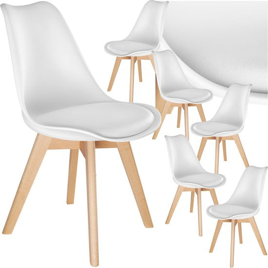 tectake® Chaise de salle à manger Frederikke - Lot de 6 chaises de salle à manger avec assise rembourrée en tissu - Pieds en bois massif - Chaises ergonomiques adaptées au salon, à la salle à manger, à la chambre et à la cuisine - Capacité de charge : 120