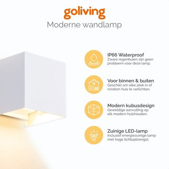 Applique murale - Goliving - Lampe cube LED 12W – IP65 étanche – Intérieur et extérieur – 10 x 10 x 10 cm