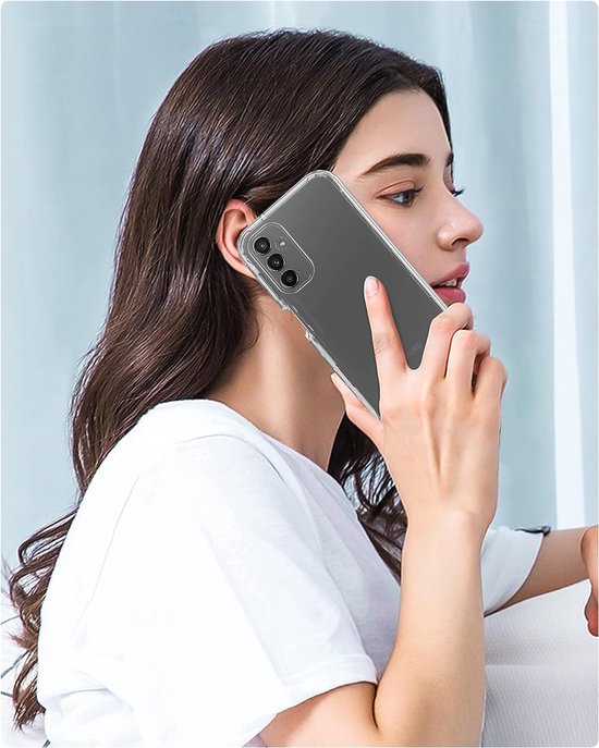 Coque Podec 2-en-1 avec protection d'écran, compatible avec le Samsung Galaxy A14. Coque de téléphone transparente - Coque antichoc