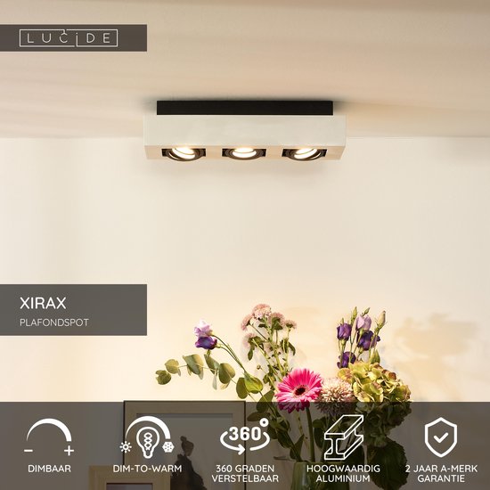 Lucide XIRAX - Spot de plafond (lampe de plafond) - LED « Dim to warm » - GU10 - 3 x 5 W 2200 K/3000 K - Blanc