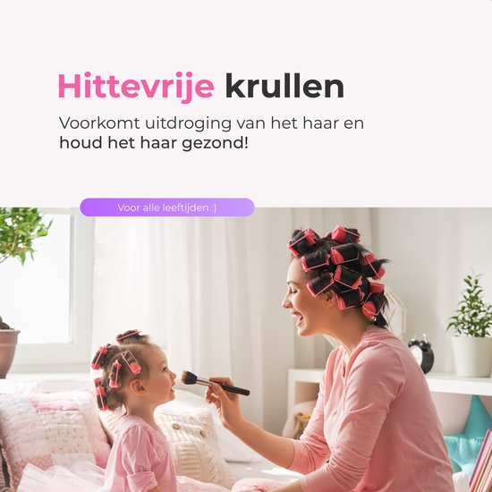 Boucles - 12 pack - 8 clips inclus - Rouleaux adhésifs - Autocollants - Boucles sans chaleur - Cheveux - Rouleaux - Boucles de cheveux - Boucles sans chaleur - Grandes