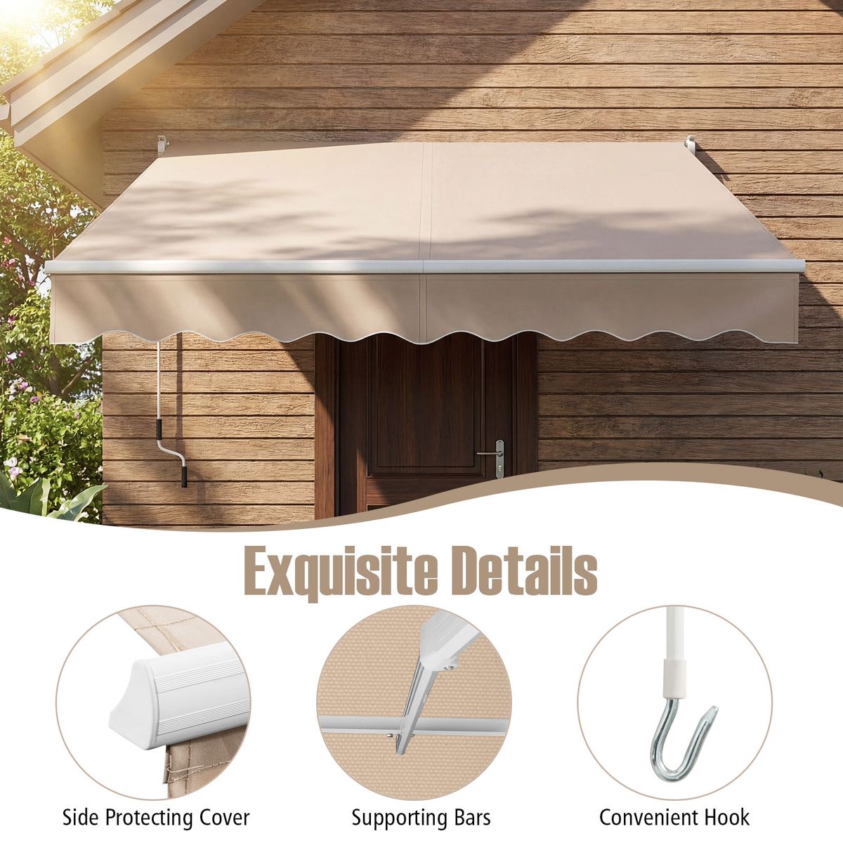 Auvent de terrasse extensible Coast - structure en aluminium - angle réglable - beige 245 x 200 cm