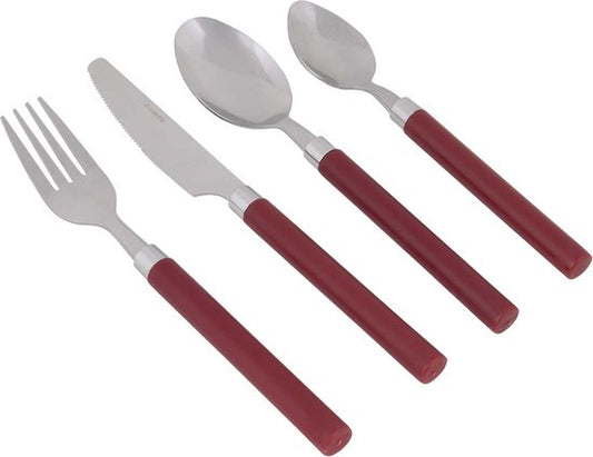 Bo-Camp - Set de couverts - acier inoxydable - 16 pièces - 4 personnes - Rouge