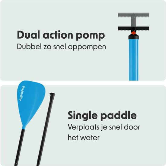 LifeGoods SUP Board All-round Compact - 100 KG Load Capacity - 300 x 76 cm - Inflatable - Complete SUP Package - White/Sky Blue