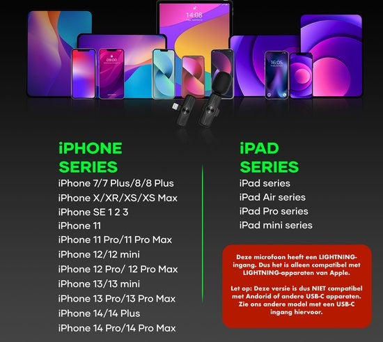 Microphone sans fil - MATTI® - 2 en 1 - Micro sans fil - Microphone iPhone