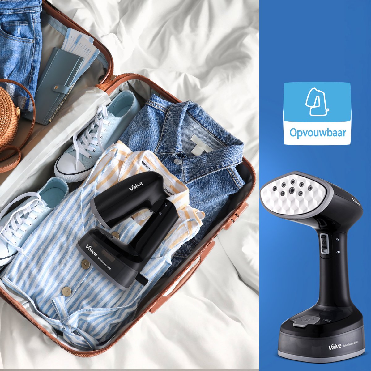 VAIVE TurboSteam Défroisseur à vêtements pliable 1600W - Défroisseur à main - Défroisseur à vêtements - Défroisseur - Défroisseurs à vêtements