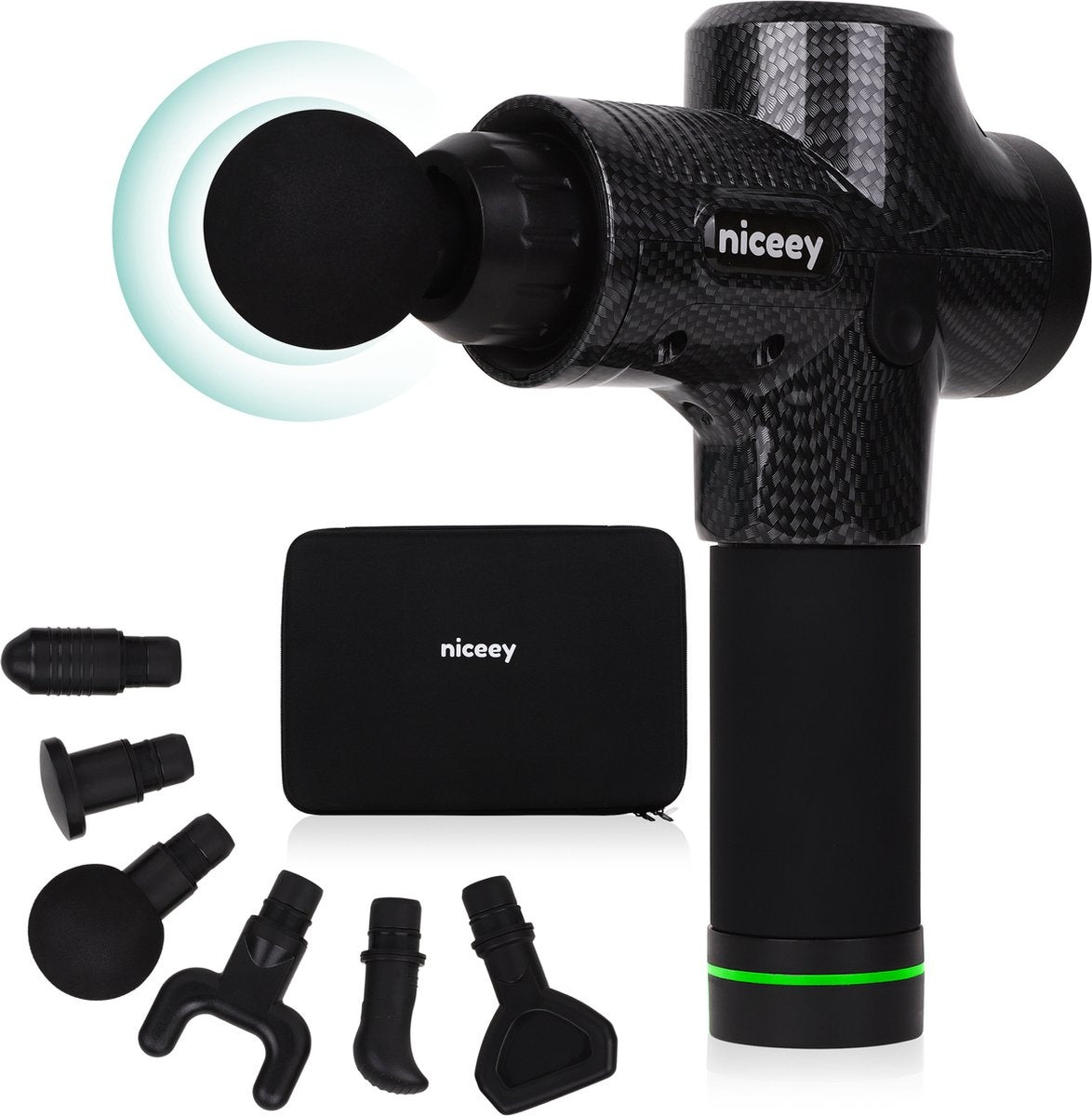 Masseur - Niceyy - Pistolet de massage musculaire - Sans fil - Noir