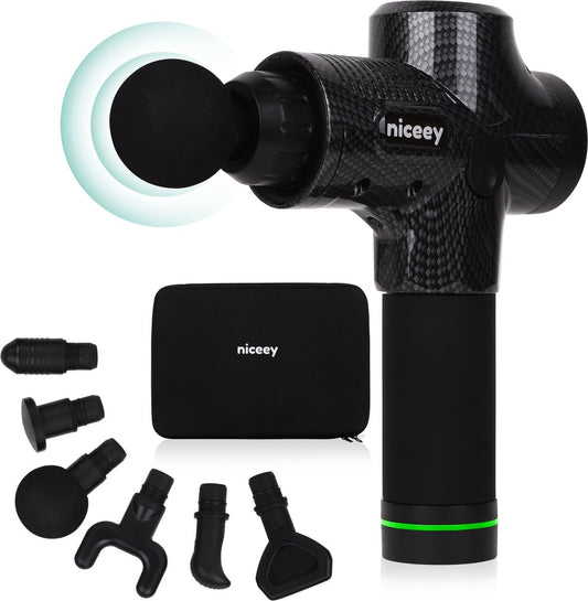 Masseur - Niceyy - Pistolet de massage musculaire - Sans fil - Noir