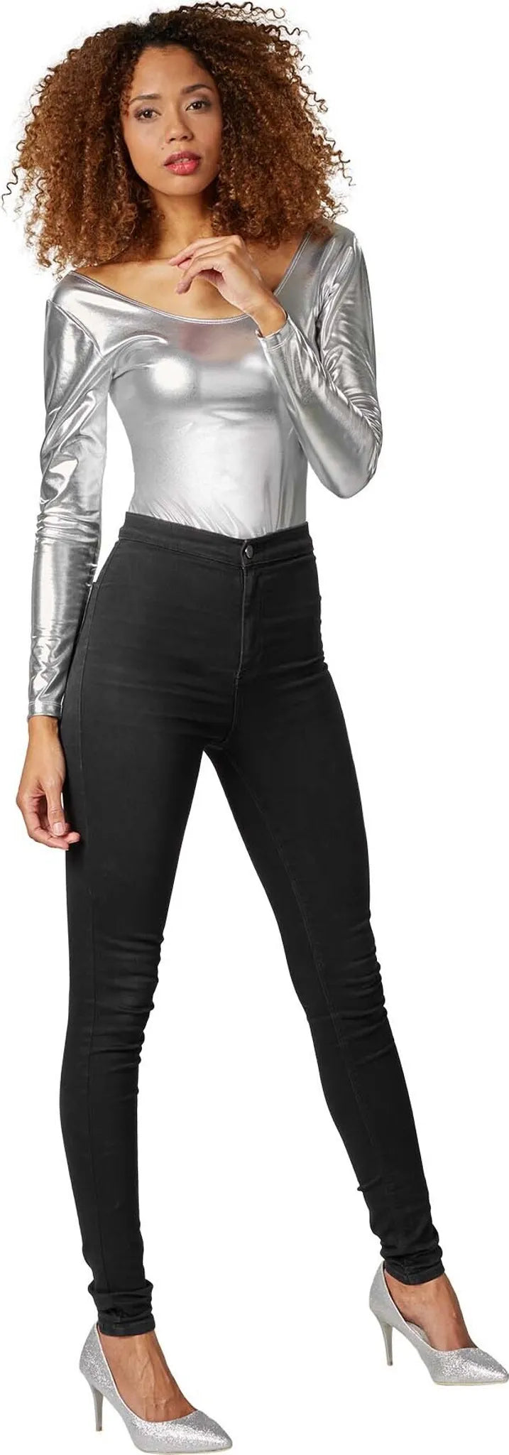 dressforfun - Body métallisé argent S - déguisement costume halloween déguisement fête carnaval déguisement - 303562