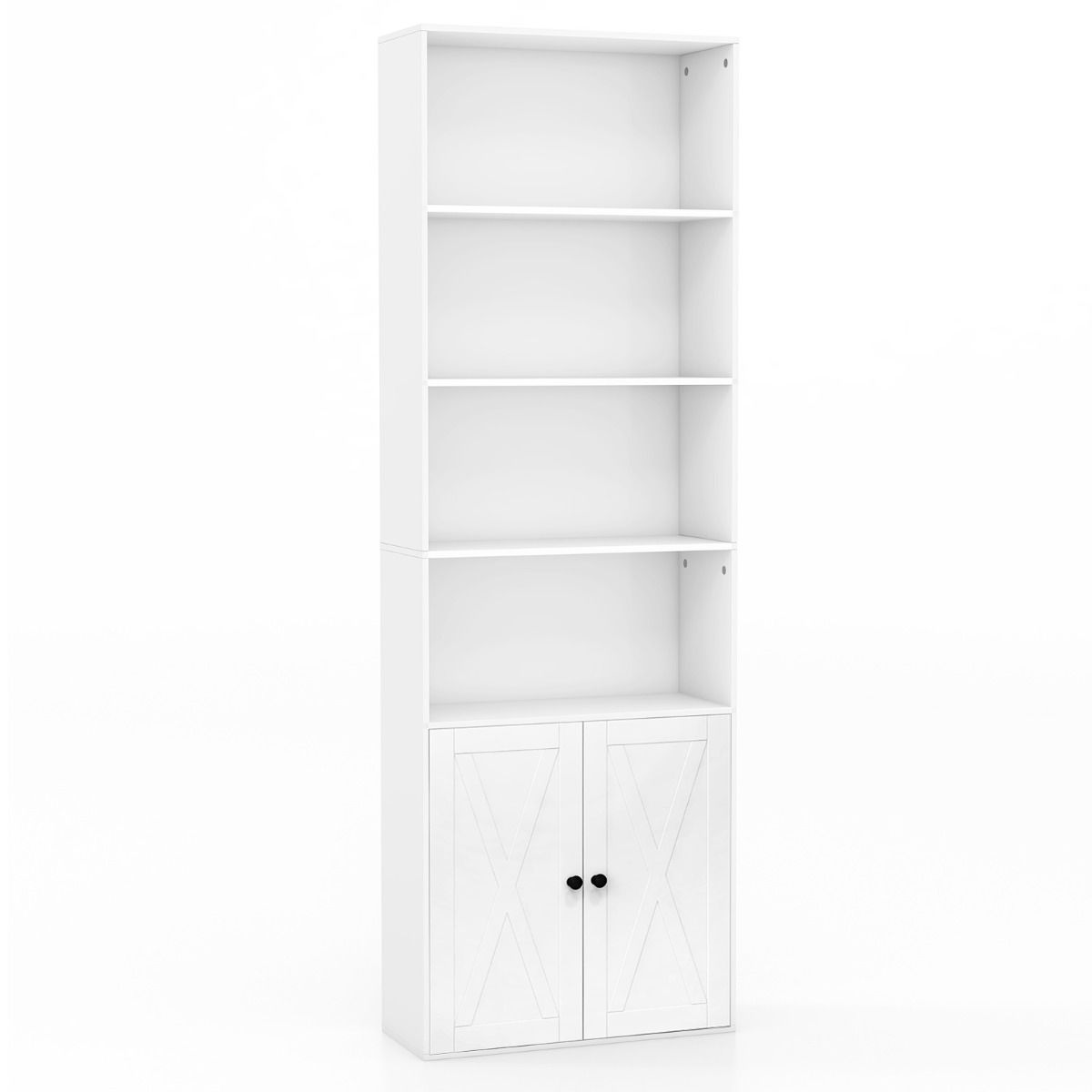 Bibliothèque autoportante Coast - 6 étagères - 2 portes - 60 x 24 x 180 cm - blanc