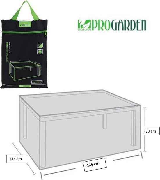 ProGarden Housse de table de jardin 165x115x80 cm noir