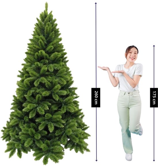Sapin de Noël Triumph Tree Tsuga - Aspect dense et naturel avec 1 502 branches - Décoration de Noël d'intérieur - Sapin artificiel facile et rapide à installer - Vert H 260 x Ø 160 cm