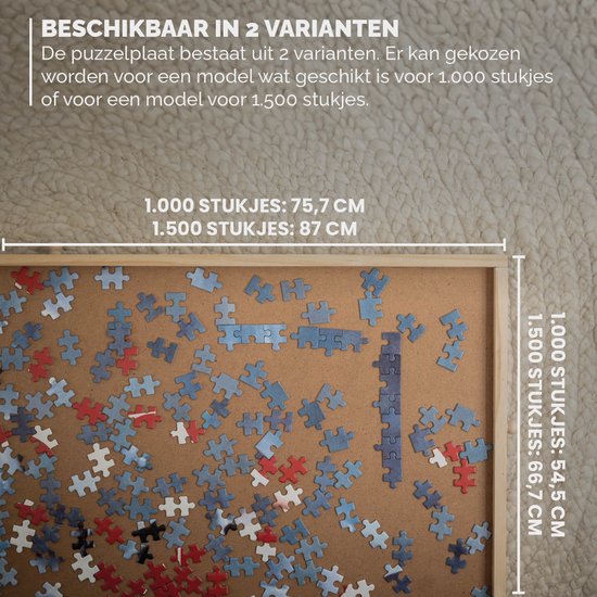 BR-2217 Plateau de puzzle pour 1500 pièces de puzzle avec 6 tiroirs - Plateau de puzzle avec système de rangement -- Tapis de puzzle en bois - Table de puzzle avec plaque de recouvrement