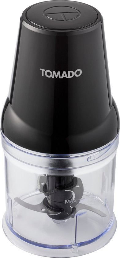 Tomado TCH2001B - Hachoir - 360 ml - 2 lames en acier inoxydable - 400 watts - Coupe, hache et mélange - Noir