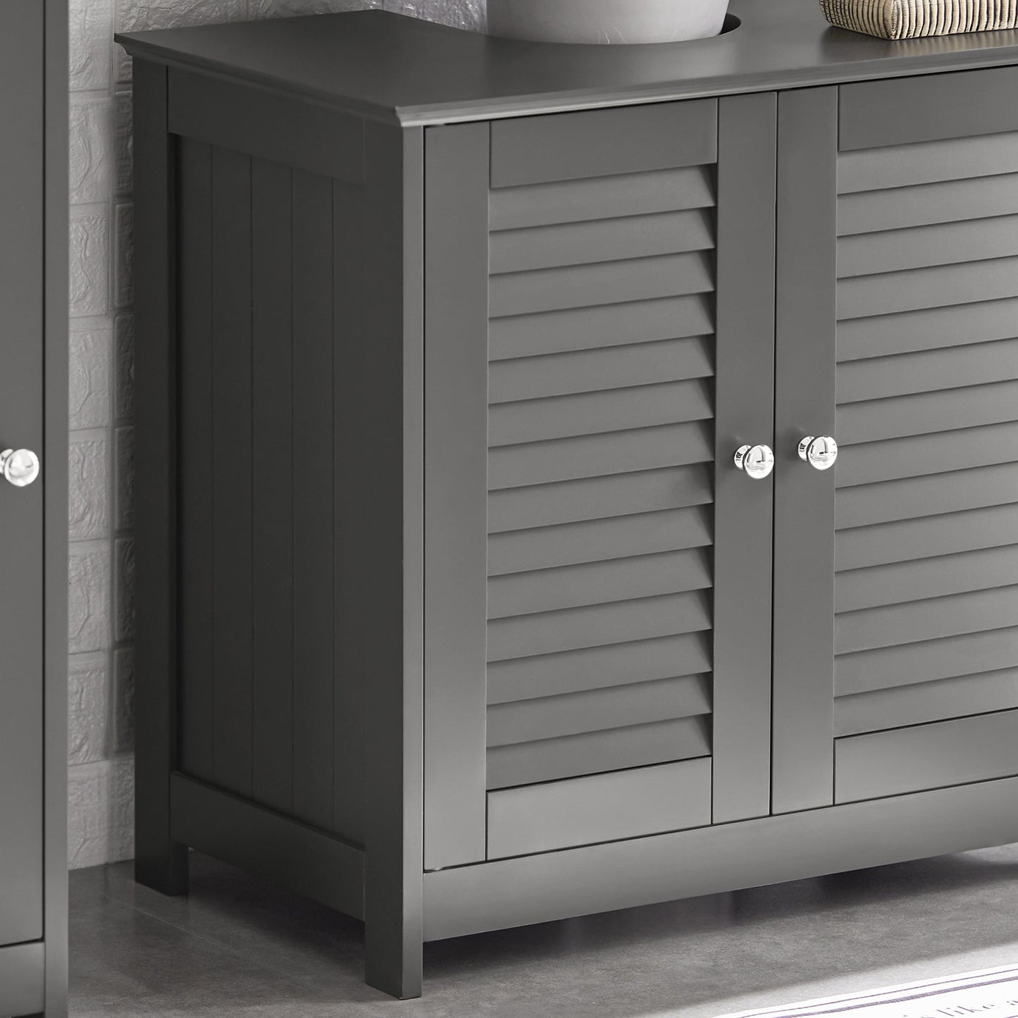 Meuble de salle de bain - SoBuy - 2 Portes et 2 Couches - Gris - 60x35x58cm