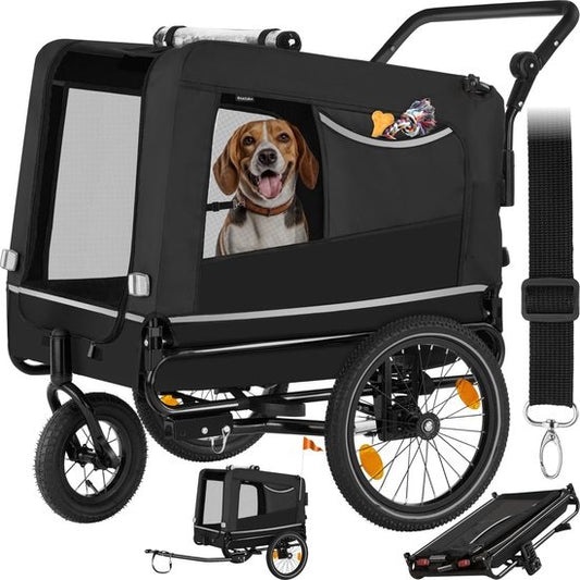 tectake® - Hondenkar WoofRider fietskar - zwart - inklapbaar - tot 40 kg - hondenbuggy hondenwagen
