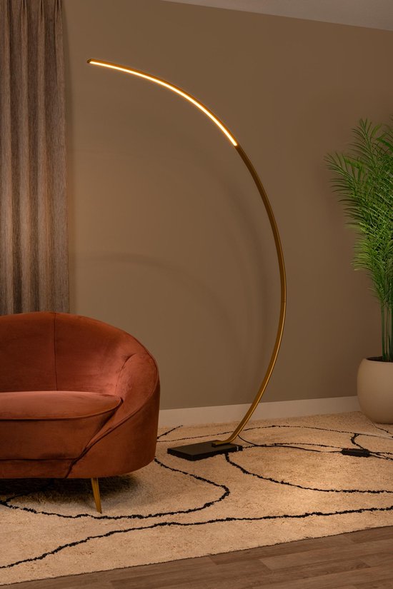 Lucide CURVE - Lampe arquée - LED à intensité variable - 1x15 W 2700 K - Or mat / Laiton