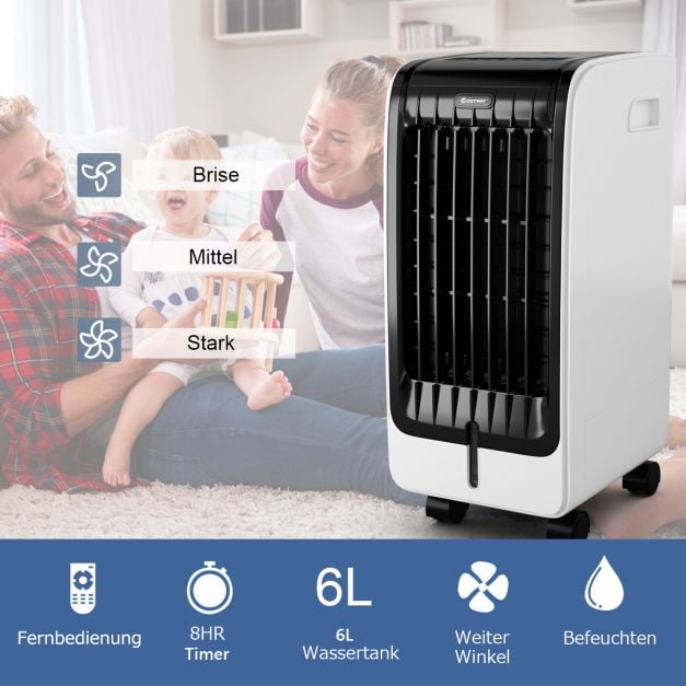 Climatiseur portable Coast 3-en-1 75 W – 6 L – 32 x 25 x 57 cm – Noir et blanc