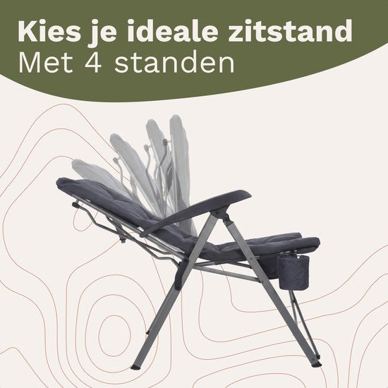 TRVLMORE Chaise de camping de luxe - pliable - capacité de charge de 150 kg - sac de transport inclus - chaise pliante - chaise de camping - chaise pliante - gris
