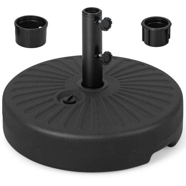 Pied de parasol Coast rechargeable 19,5 L – Pied de parasol pour Ø 38/48 mm – Rechargeable avec de l'eau ou du sable – Noir
