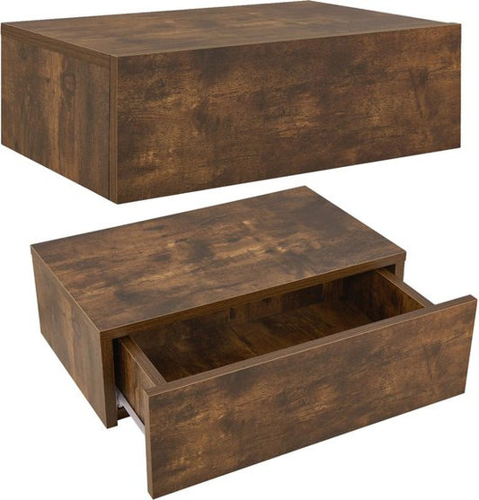 Table de nuit flottante - Couleur bois - Tiroir inclus - Lot de 2