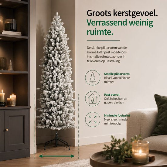 Black Box Trees Harma Slim : sapin de Noël avec effet neige et structure à charnières pour un montage rapide - Sapin artificiel pour petits espaces - Décoration de Noël d'intérieur - H 185 x Ø 63 cm - Vert givré