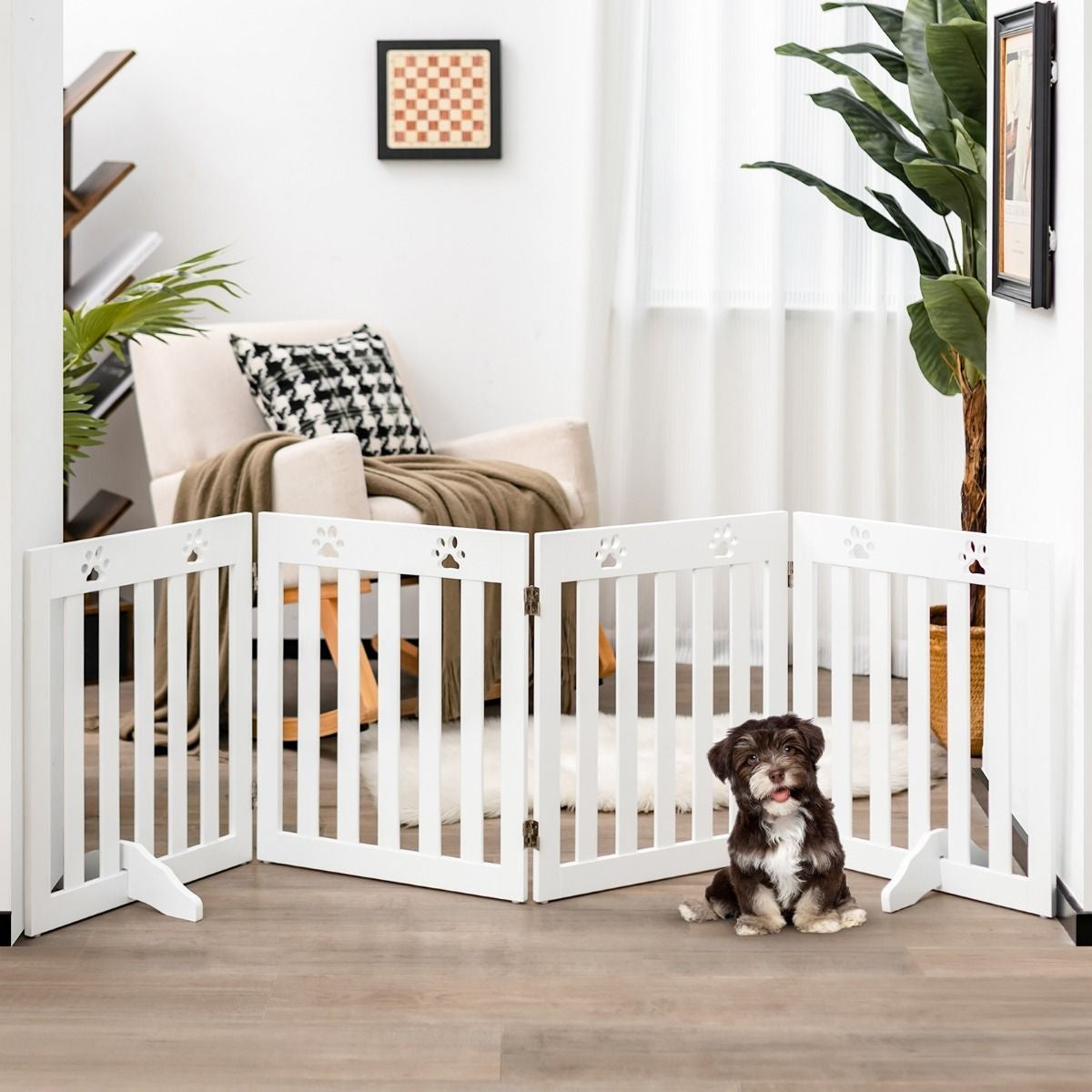 Coast Pet Fence - Bois - 60 cm - Pliable - Blanc