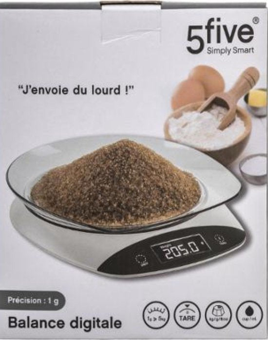 Balance de cuisine numérique - Plastique/verre - 20 x 4 cm - Électrique