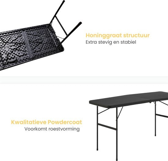 Table pliante - Goliving - Table de camping - Table pliante d'extérieur - Résiste aux intempéries - 122 x 60 x 74 cm - Noir